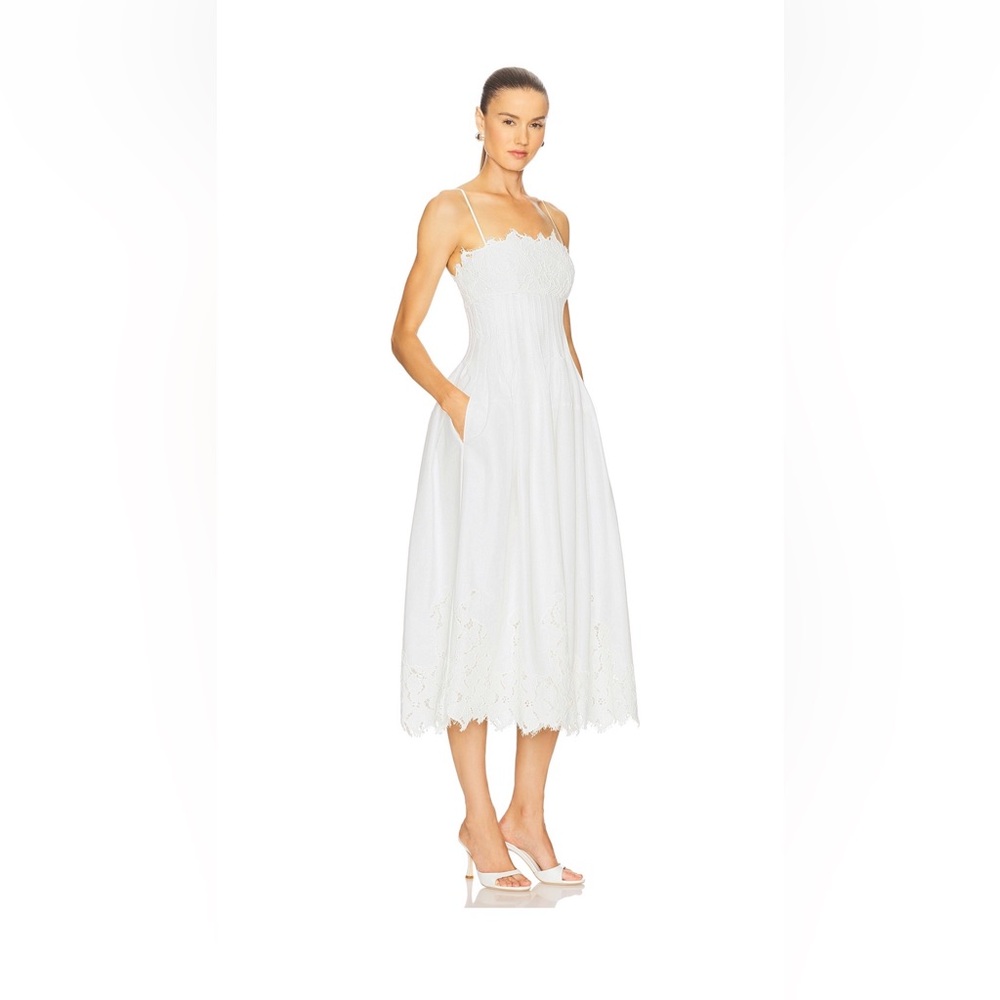 Simkhai Lilianna Lace Midi Dress in White Multi - Picture 2 of 5